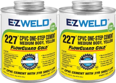 2x EZ Weld 22702 16 oz. 1 pint Yellow Solvent Cement CPVC Pipe *Exp 2027 *DENTED