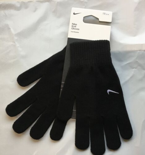 Nike schwarze Strickhandschuhe Herren Erwachsene Winter Fußball Laufhandschuh Größe S/M NEU - Bild 1 von 11