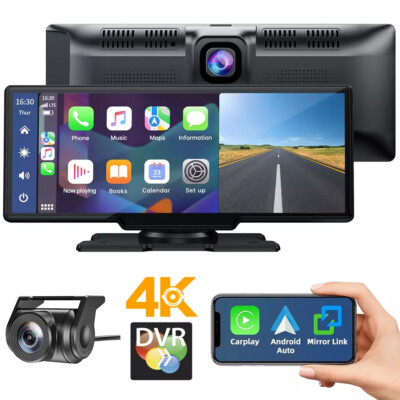 10''-Zoll Wireless 4K Apple Carplay Android Auto Display  Vorne Rückfahrkamera