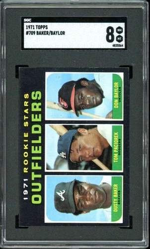 1971 Topps High 709 Dusty Baker/Tom Paciorek/Don Baylor RC/Rookie SP SGC 8 NM-MT
