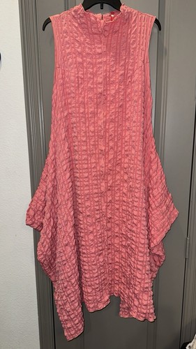 Abito midi popcorn senza maniche scollo finto check rosa collezione IC tasche L - Foto 2 di 10