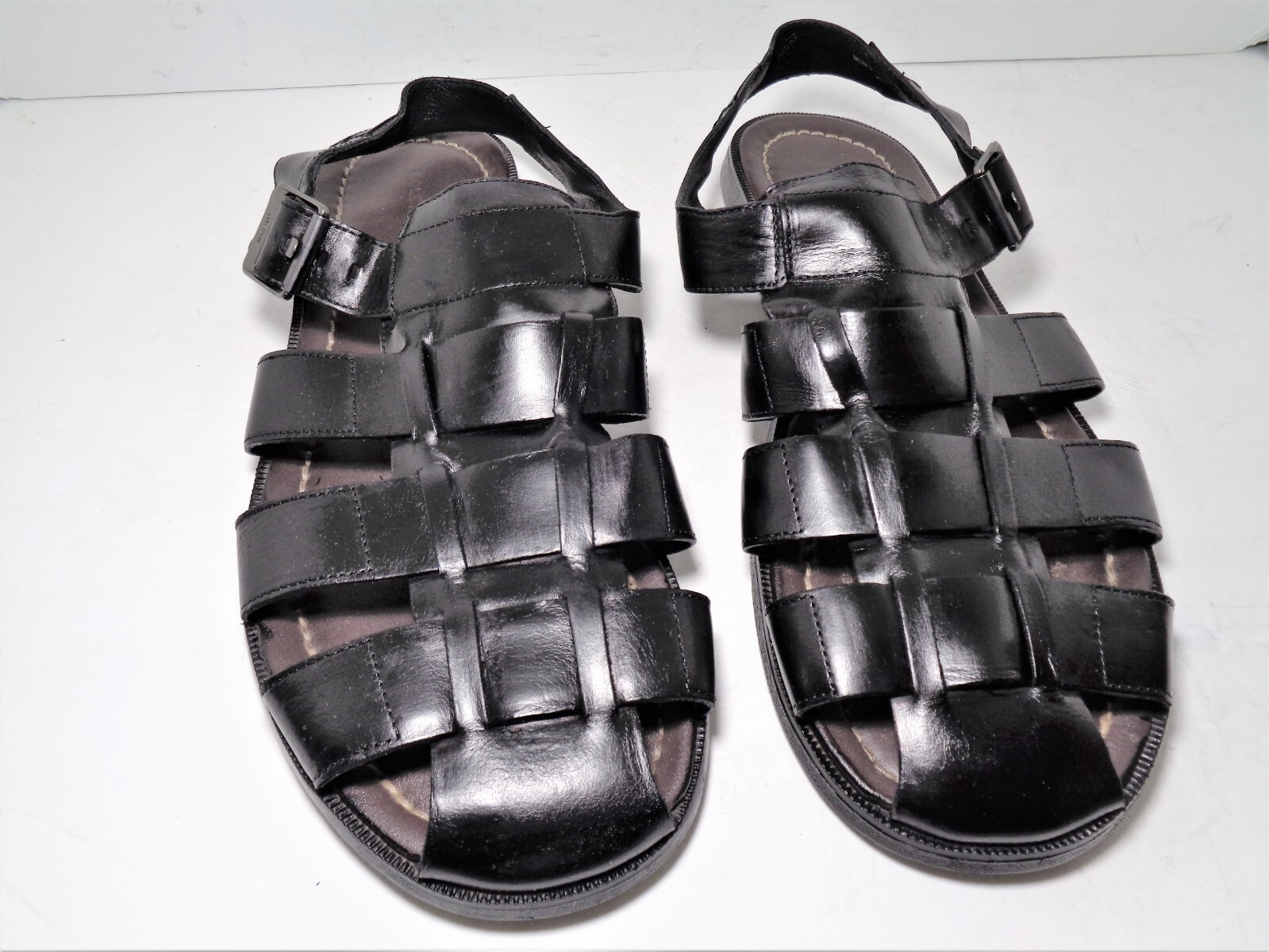 C21328 Mens Black Leather Sandals 