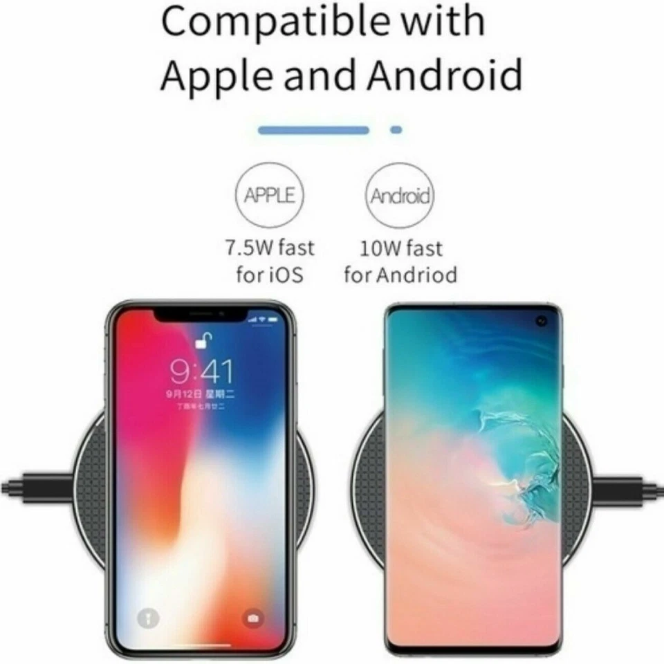 Wireless Fast Charger Charging Pad Dock For iPhone Samsung Android Cell Phone - Image 4 of 4