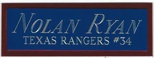 NOLAN RYAN RANGERS NAMEPLATE FOR AUTOGRAPHED Signed Baseball Display CUBE CASE