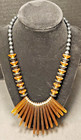 1980's Retro Necklace Acrylic Amber & Black Art Moderne Art Deco — photo 2