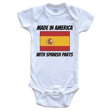 Made In America With Spanish Parts Spain Flag Funny Baby Bodysuit