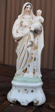 Antique french vieux paris porcelain madonna jesus figurine statue 19thc