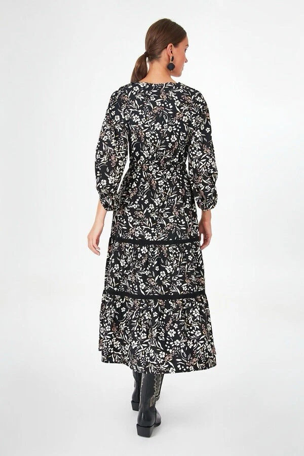 OFF WHITE Maxi abito donna Lost + Wander nero bianco sporco sotto le stelle nuovo con etichetta taglia 2