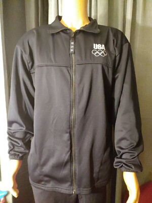 2XL United States Olympic Committee USA Black Track Jacket Full Zip