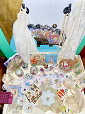 7 lb Women Ceramic Trinkets Ashtrays Paper Collectibles Vtg-Now Junk Drawer Lot