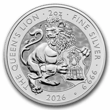 2026 Royal British Tudor Beasts The Queen's Lion 2 oz .999 FINE Silver Coin PRES