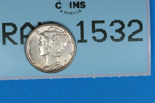 1945-D AU 10C MERCURY HEAD SILVER DIME Early US Type RAW-1532
