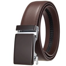 Mens Leather Belt No Holes Ratchet Belt Automatic Buckle Adjustable