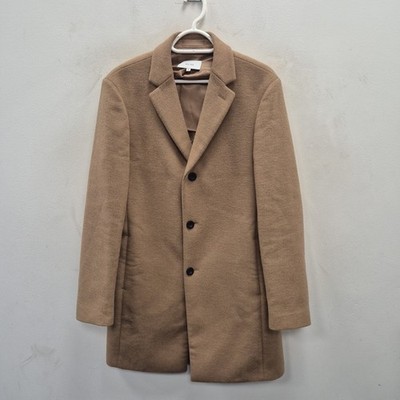 Reiss Giebel weicher brauner einreihiger klassischer Wintermantel aus Wolle Größe Medium