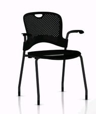 Herman Miller Caper Side Chair black seat back stackable Mesh Seat Glides