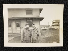 WW2 Military Army Soldier Men At Base Barracks Antique Snapshot Photo