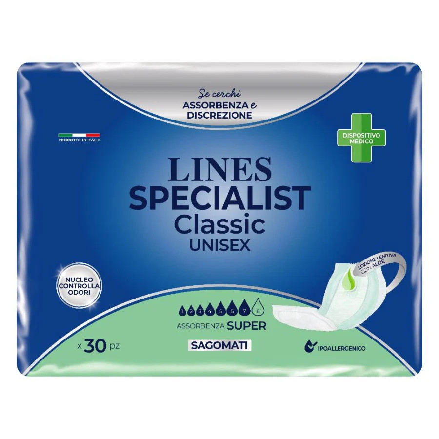 Lines Specialist Classic Unisex - 30 Pannoloni Assorbenti Sagomati Per Incontinenza Super - Immagine 2