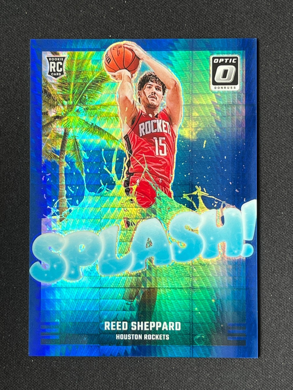 Reed Sheppard 2024-25 Panini Donruss Optic RC Splash Blue Hyper /175 #13
