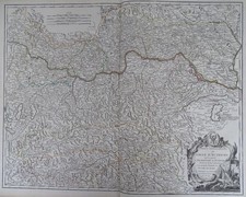 Autriche Sept. - Vaugondy Kupferstich Karte Österreich Alpen grenzkoloriert 1752