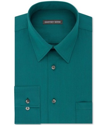 Geoffrey Beene Mens Bedford Button Down Dress Shirt, chicory, 14.5 Neck