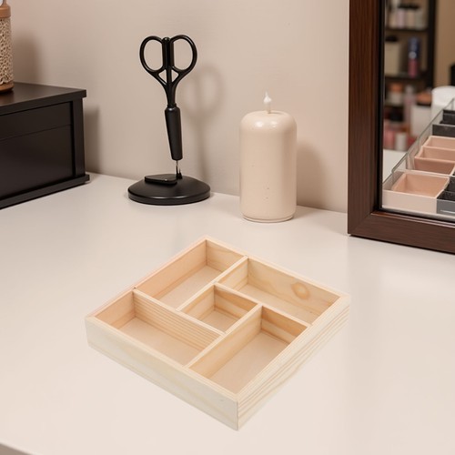 Joyero de madera multi-red bandeja dividida para servir con secciones - Imagen 12 de 12