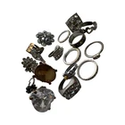 Vintage Costume Jewelry Ring Lot Rhinestone Faux Pearl Mixed Styles Sizes
