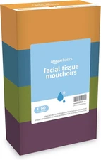 Amazon Basics Facial Tissue, 2-Ply, 160 Tissues 160 Count (Pack of 4), White 