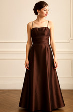 WTOO by Watters and Watters Womens Brown Formal Spaghetti Strap Ball Gown Size 4