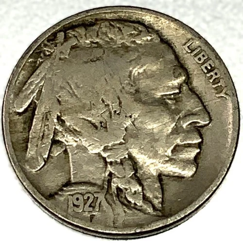 1927-P Buffalo Nickel 5C Fine (F) FULL DATE Philadelphia Actual Coin Shown -2137