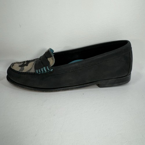 GH Bass Weejuns Women’s Size 9 M Camo Cloth Blue Accents Penny Loafers - 第 5/12 張圖片