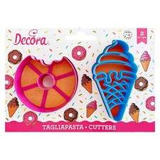 Set 2 Cutters Tagliapasta in plastica Cono Gelato e Donut