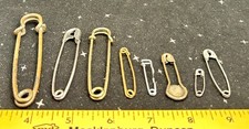 Vintage Heavy Duty Safety Pins Lot Of 8 Various Sizes