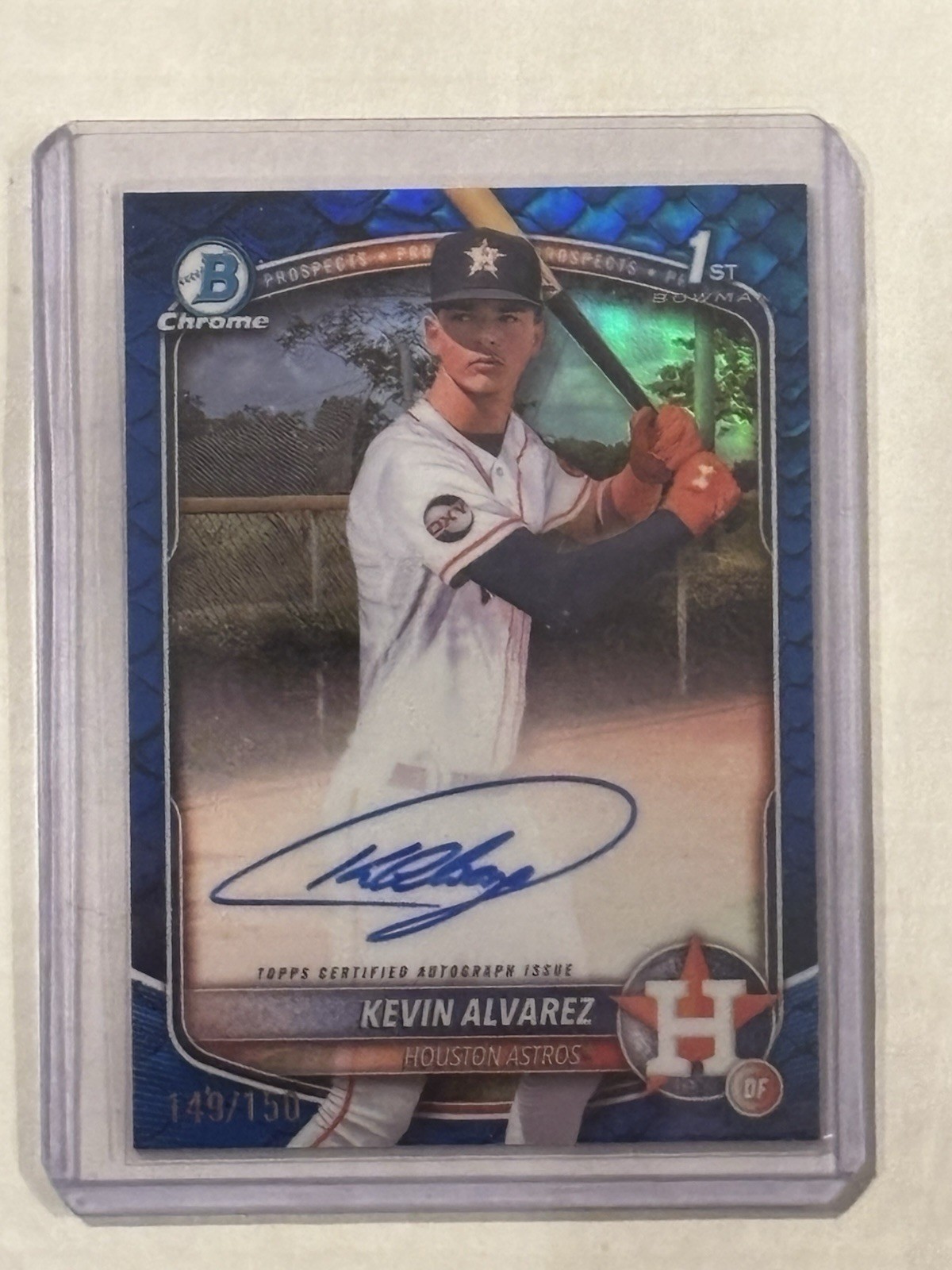 2025 Bowman Chrome Kevin Alvarez Auto Blue Reptilian 1st Prospect /150 Astros