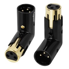 Togconn Adjustable 3-PIN Right Angle XLR Adapter 2 Pack, 90 Degree Black