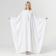 Vestido caftán de algodón blanco | Maxi de maternidad y enfermería modesta