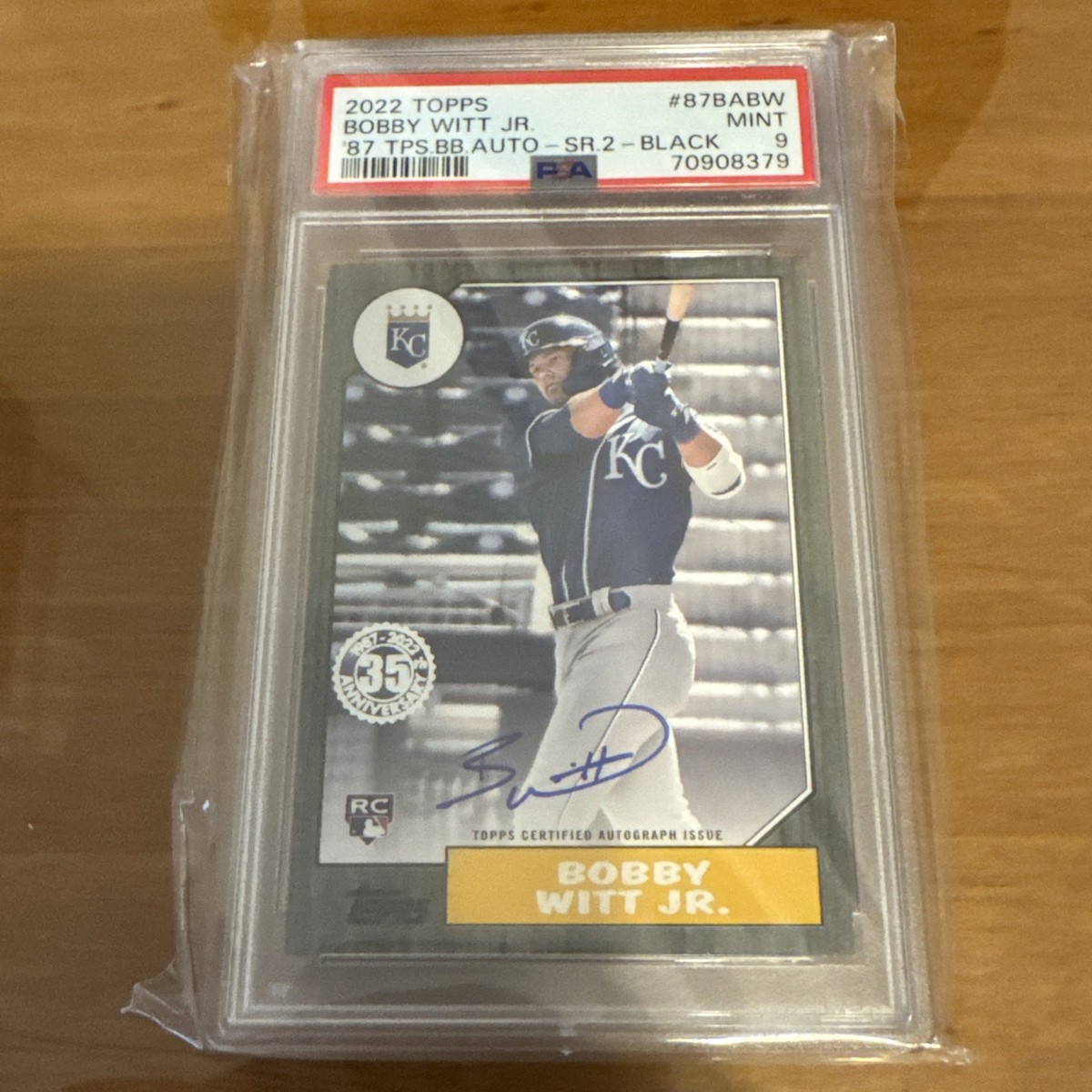 2022 Topps Bobby Witt Jr. 1987 Topps S2 RC AUTO Black /199 PSA 9 