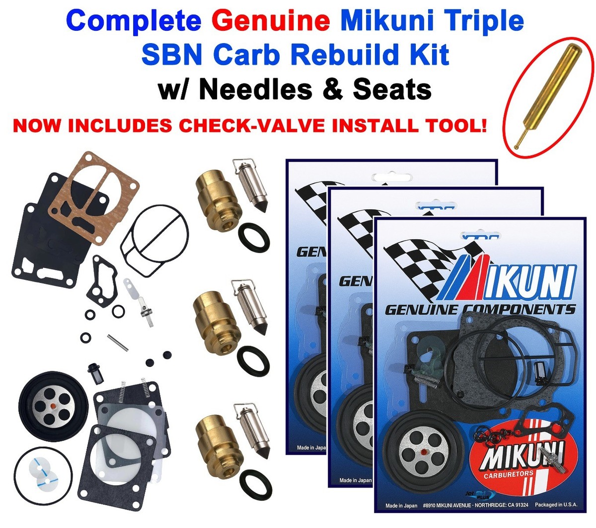 Yamaha XL 1200 1998 98 Genuine Mikuni Triple Carb Rebuild Kit