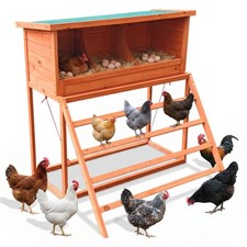 3-in-1 Wooden Chicken Coop with Nesting Box Perch Laying Boxes Asphalt Roof