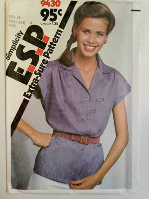 Simplicity ESP 9430 Shirt Blouse Sewing Pattern Ladies 10 12 14 UC Button Up