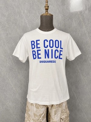 Dsquared2 Be Cool Be Nice T-Shirt Weiß Logo Blau XL