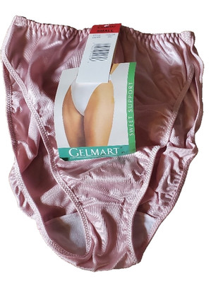 Vintage Gelmart PINK Second Skin Satin High-Cut Bikini Panties, Sz. S, NWT!