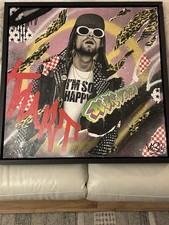 MR SLY (MODERN) ARTIST SIGNED MIXED MEDIA ON BOARD  ORIGINAL KURT COBAIN
