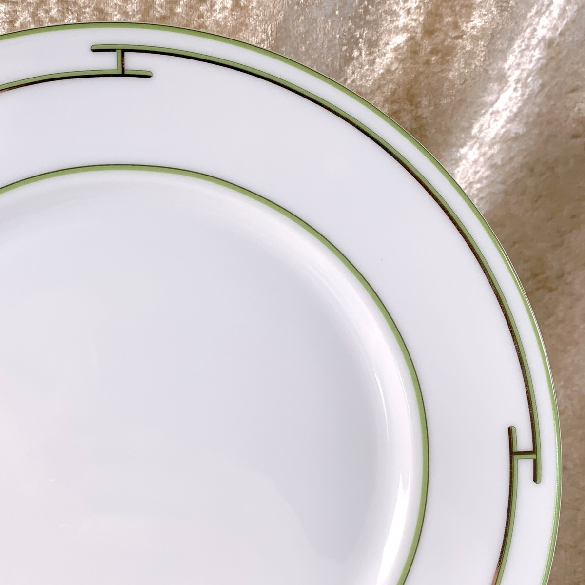 Hermes Dessert Plate Rhythm Rythme GreenPorcelain Tableware Set of