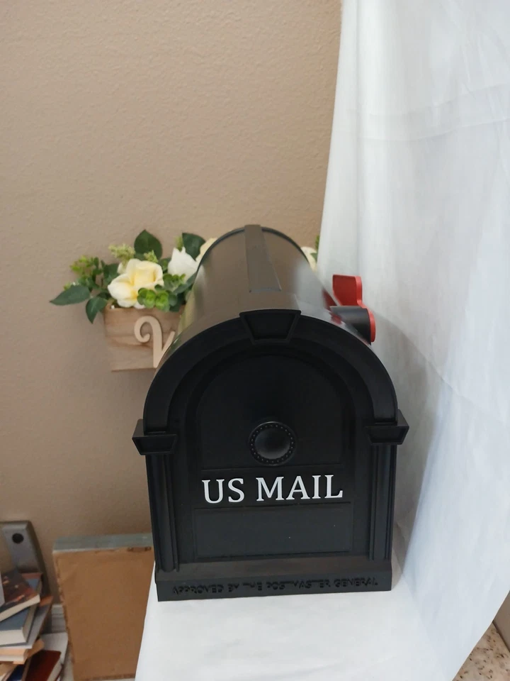 Postal Pro Post-Mount Mailbox US Mail Black Postal Mail Box Large Non Rust 19.5” - Image 3 of 4