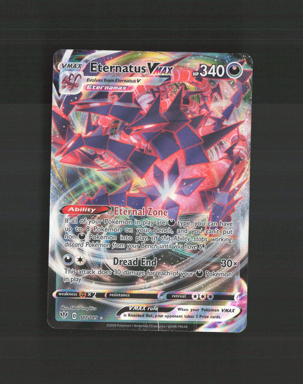 Eternatus VMAX 117/189 Darkness Ablaze Ultra Rare Holo Pokemon Card MP