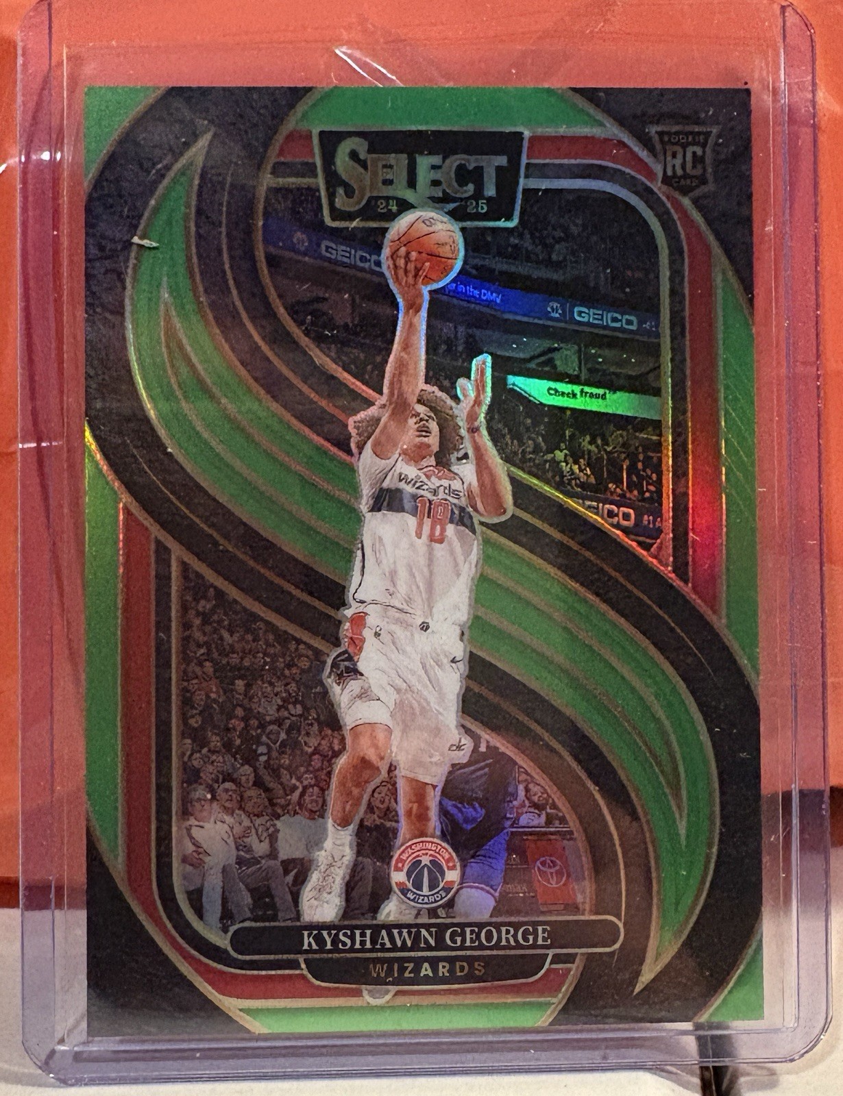 2024-25 Select Premier Level Kyshawn George Neon Green Prizm RC #1/75 Wizards