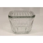Anchor Hocking Square 1932 Vintage Design Ribbed 4.5 in Refrigerator Dish w/ Lid