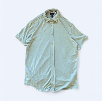 Daniel Hechter Paris Pale Green Button Down Shirt Short Sleeve Size M