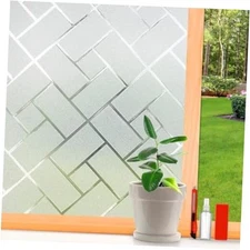Window Privacy Film Frosted Glass Window Film 17.5 inch x 78.74 inch White-grid