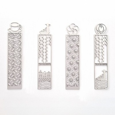 unimet Bookmark 4-Piece Set Stainless Steel ASANOHA COFFEE AYAME, etc. JAPAN NEW